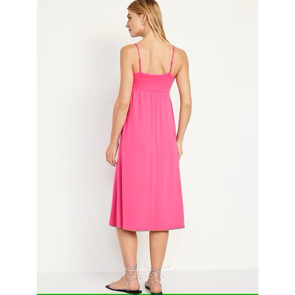 NWT Old Navy Fit & Flare Cami Midi Dress Polarized Pink Stretch Plus Size 2X - Picture 8 of 11